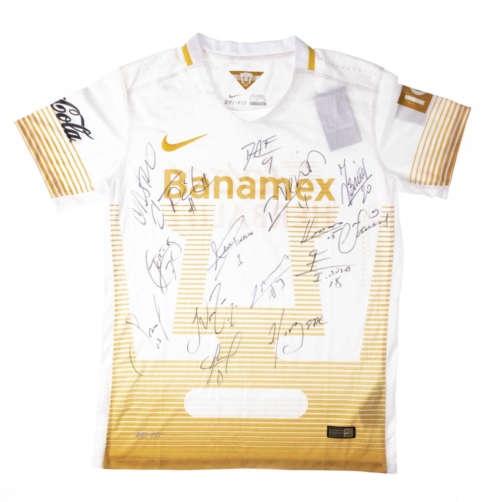 Camisa Tigres (Mex) autografada por 15 jogadores