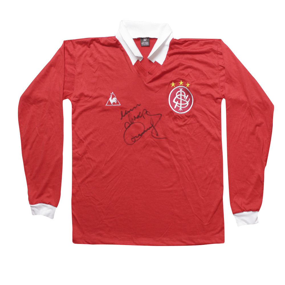 Camisa Internacional modelo LeCoq retrô autografada Dunga