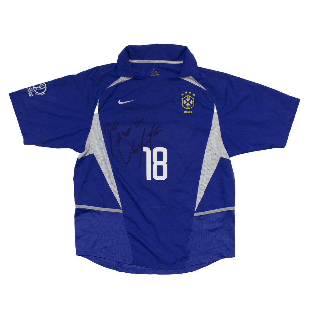 Camisa Seleção Brasileira 2002 autografada pelo Vampeta - Hall da Fama