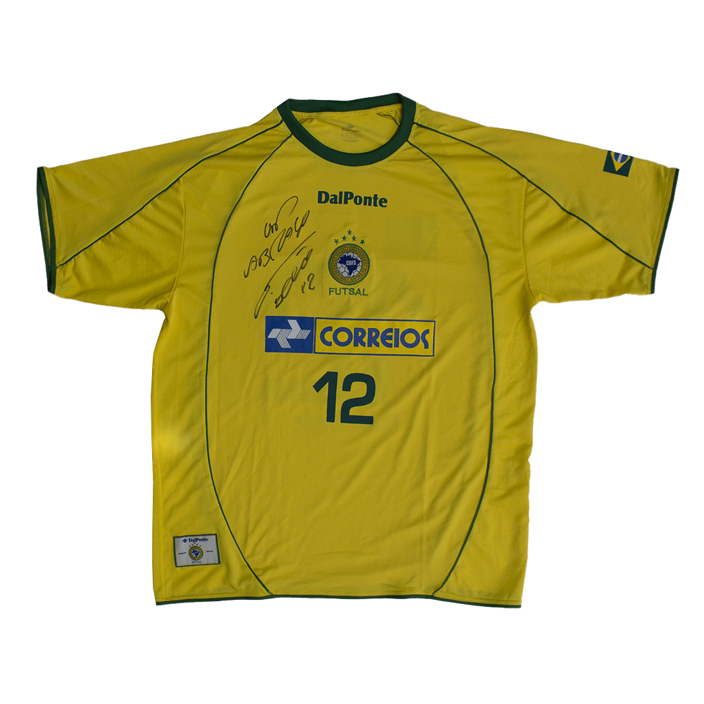 Evaluable vitamin Country Camisa Seleção Brasileira de Futebol de salão autografada pelo Falcão -  Hall da Fama