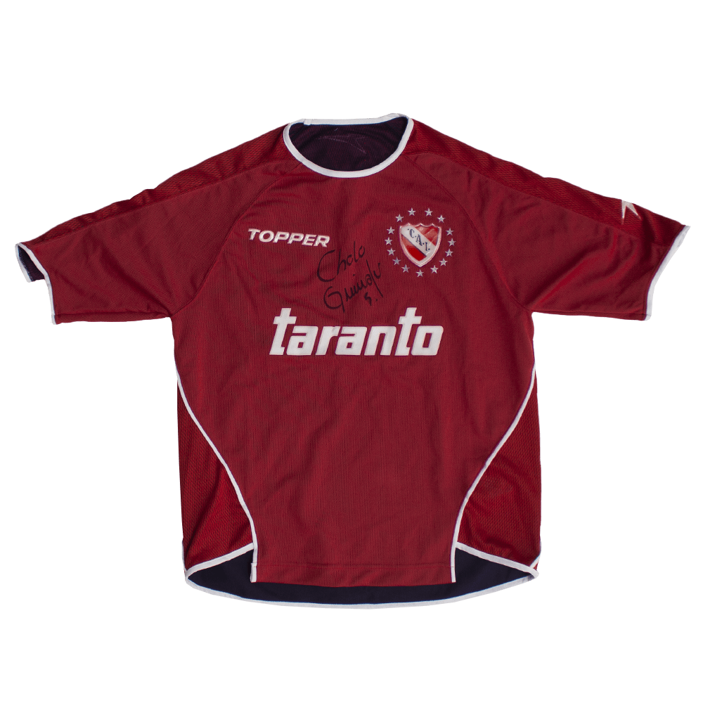 Camisa Club Atlético Independiente autografada pelo Guiñazú