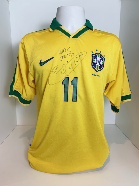 Camisa Nike Brasil 1997 autografada Edmundo - Hall da Fama